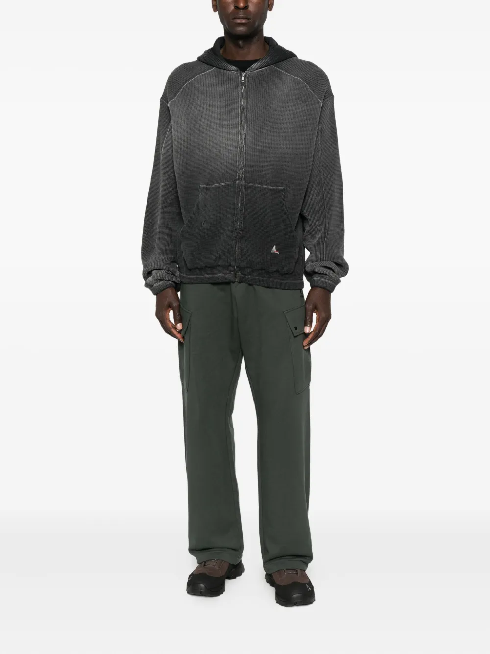 Roa Bee Sun Faded Zip Up Sweatshirt In Gray