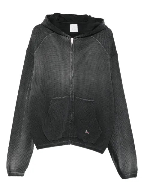 ROA waffle-knit zip-up hoodie