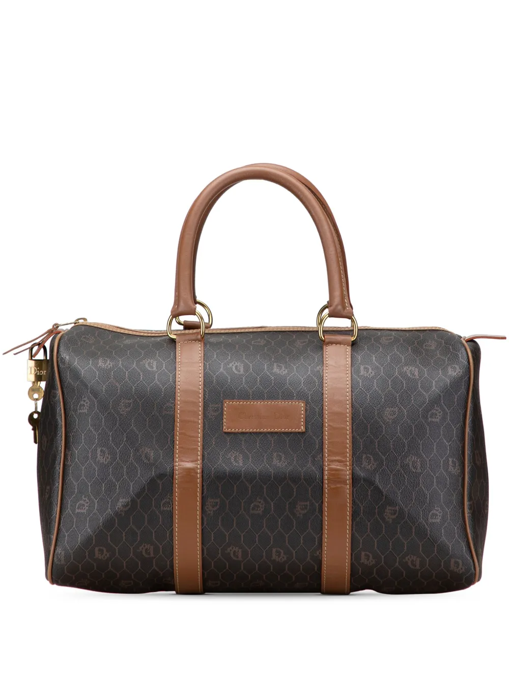 Christian Dior Pre-Owned 20th Century ハニカム コーテッドキャンバス ボストンバッグ - ブラック Christian Dior Pre-Owned 20th Century ハニカム コーテッドキャンバス ボストンバッグ - ブラック