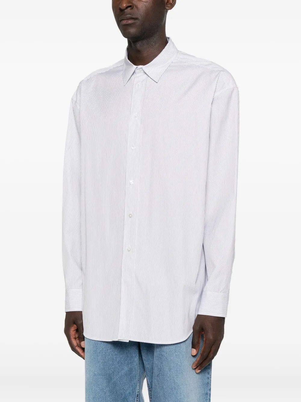 The Row Miller Striped Long-sleeve Shirt In White