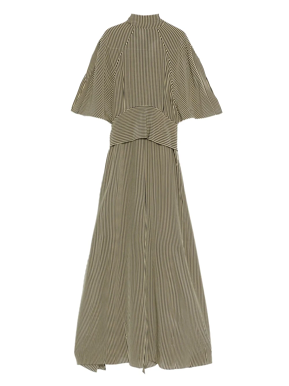 Petar Petrov Gestreepte maxi-jurk met gestrikte hals - Beige