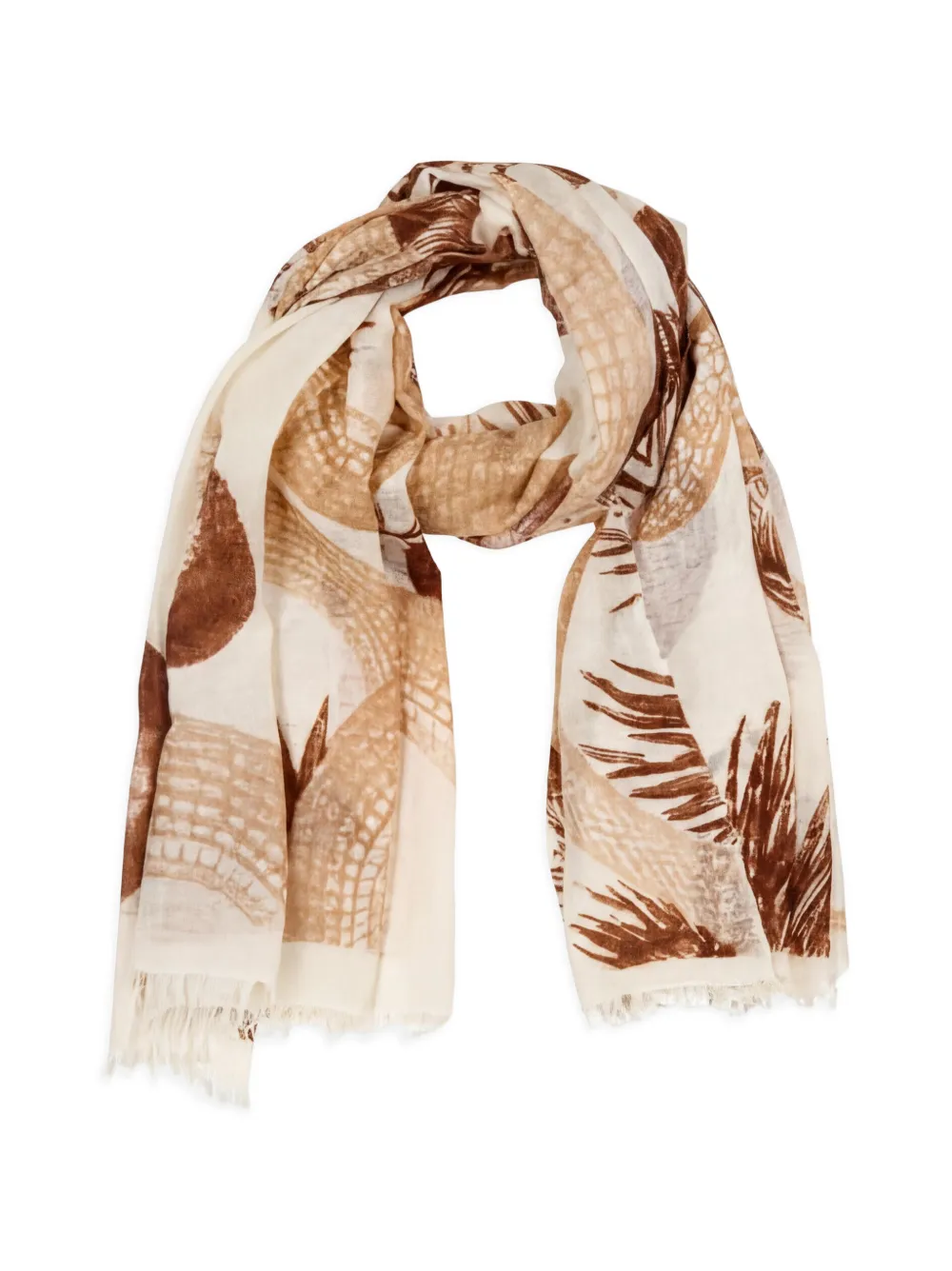 Friendly Hunting graphic-print frayed scarf - Weiß