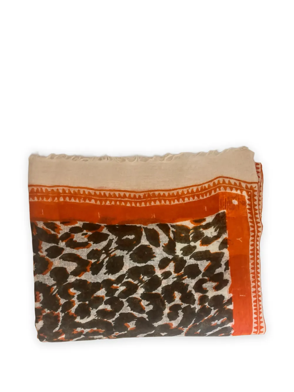 Friendly Hunting leopard-print frayed scarf - Nude