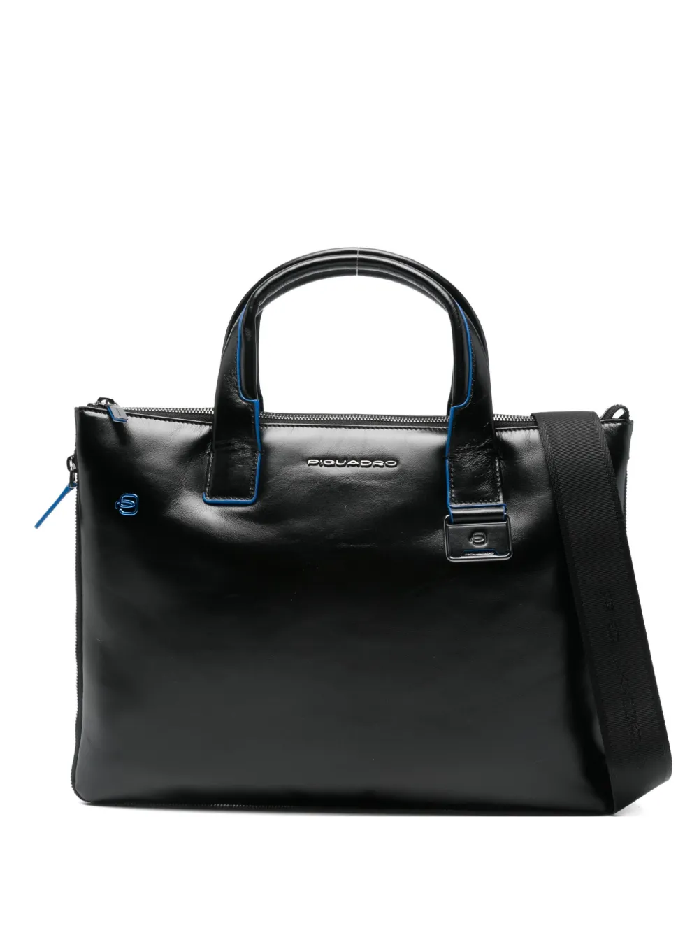 PIQUADRO leather top-handle briefcase - Nero