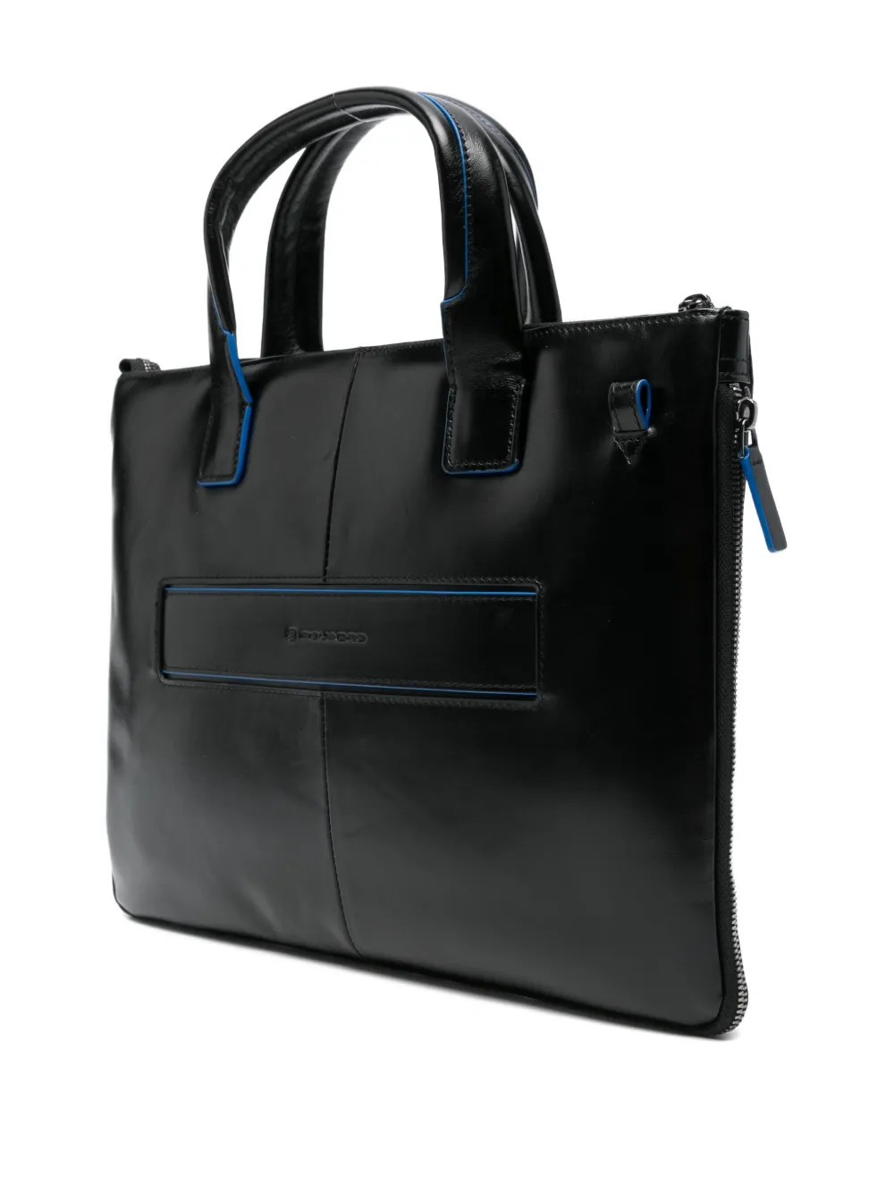PIQUADRO leather top-handle briefcase - Zwart