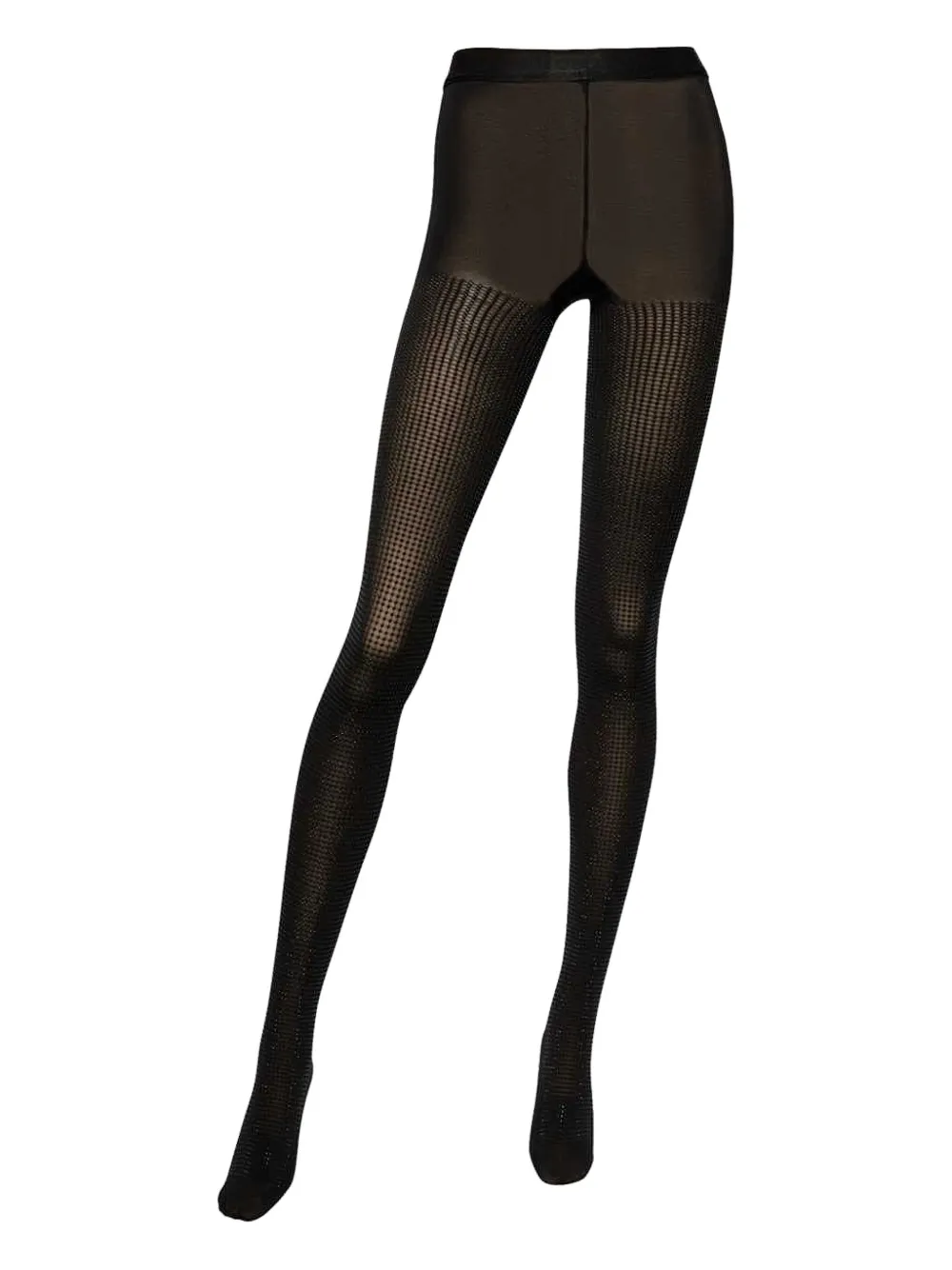 Sergio Rossi Rhinestone-embellished Stretch Tights In Black