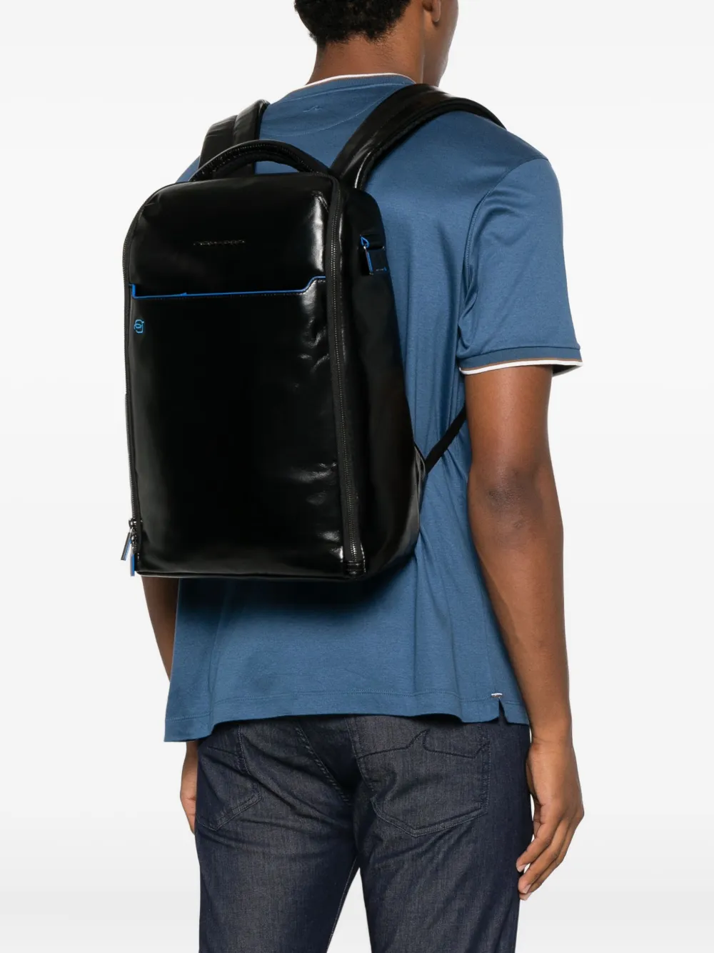 Piquadro Leather Top-handle Backpack In Black
