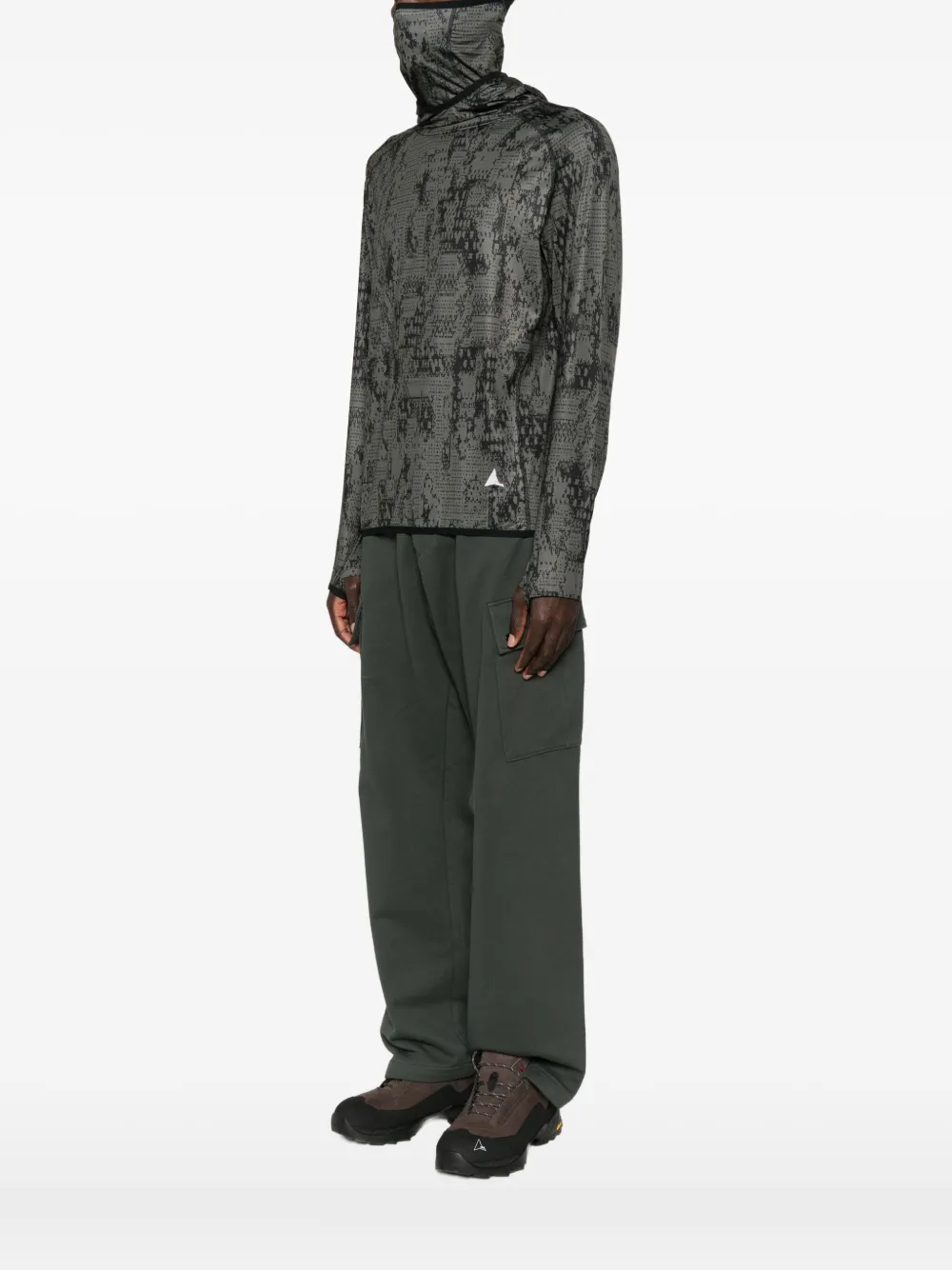 Roa High-neck Patterned T-shirt In Green