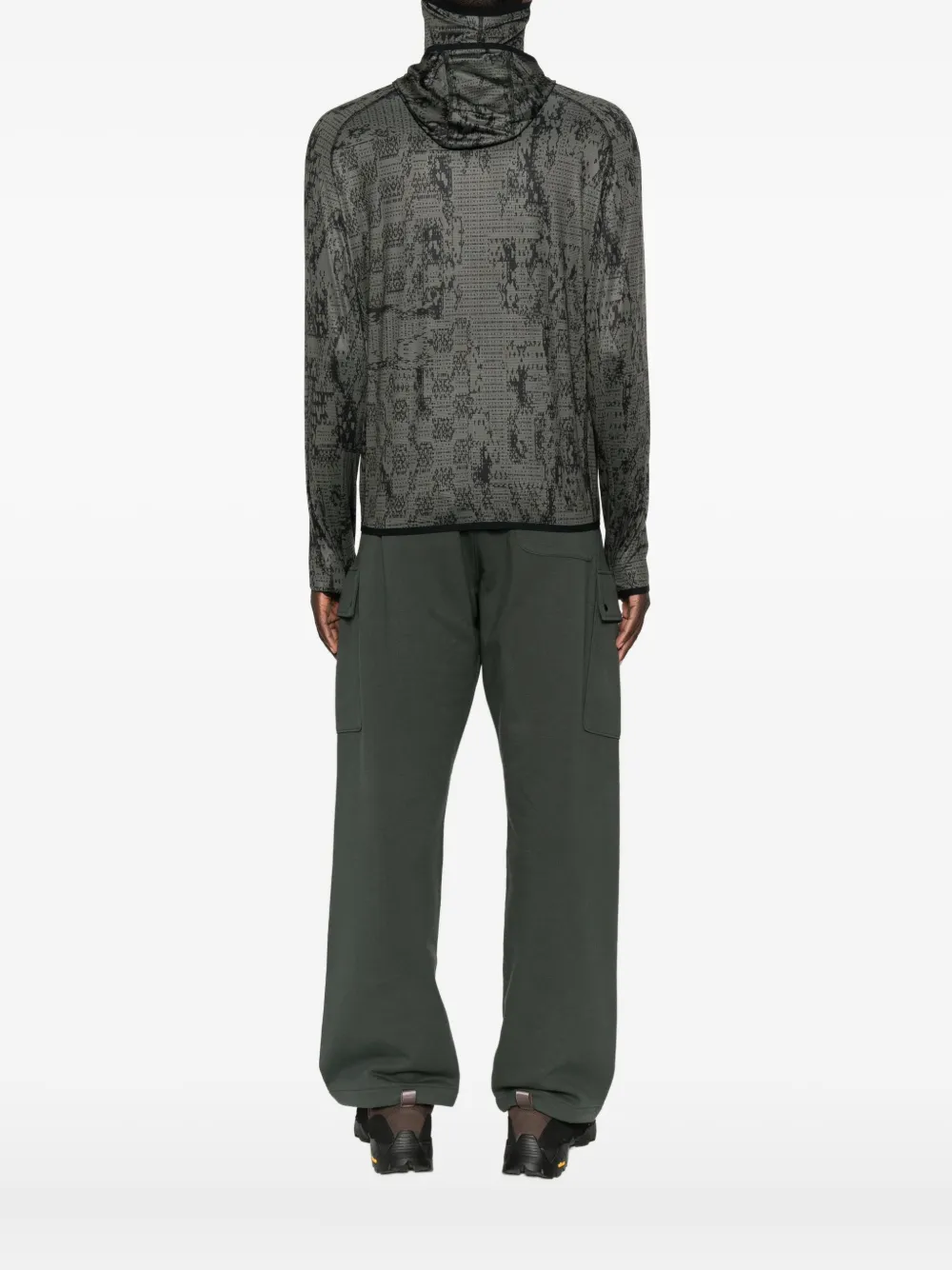 Roa High-neck Patterned T-shirt In Green