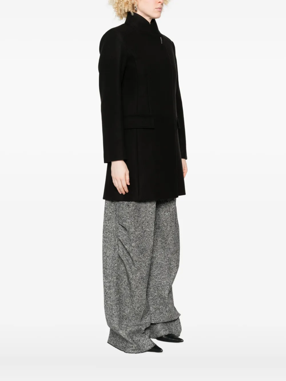 Liu •jo High-neck Asymmetric Coat In Black