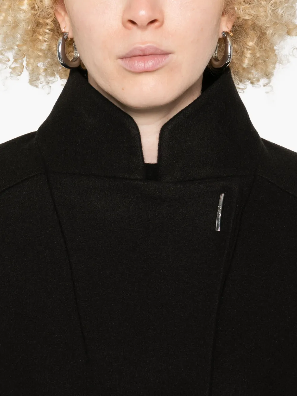 Liu •jo High-neck Asymmetric Coat In Black