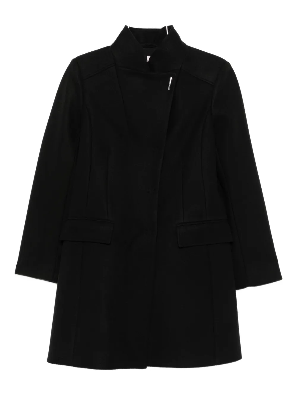 Liu •jo High-neck Asymmetric Coat In Black