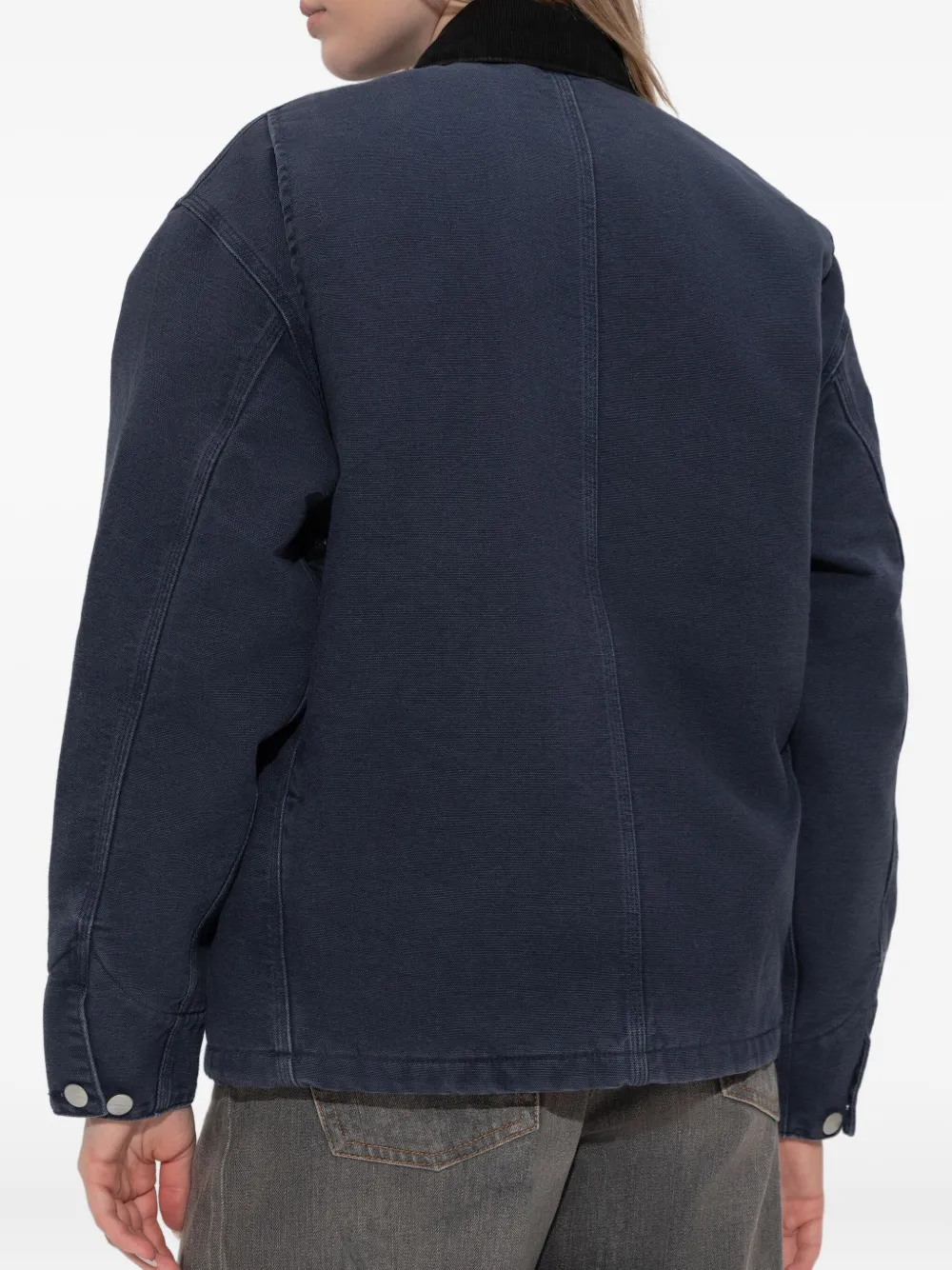 Carhartt Corduroy-collar Organic-cotton Coat In Blue