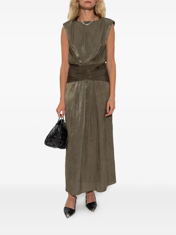Iro Paris Padded-Shoulders Maxi Dress - Green