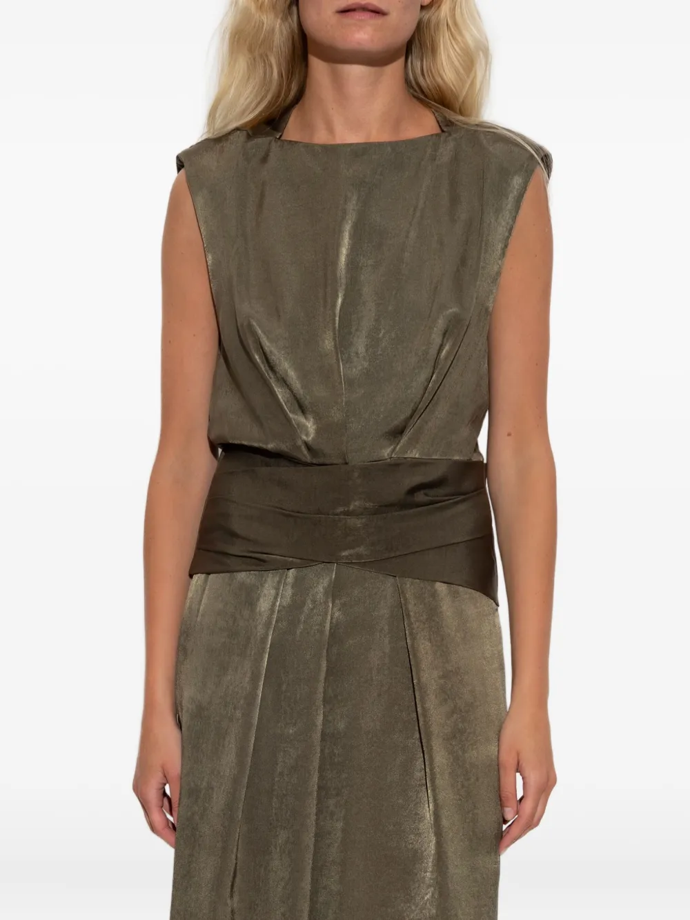Iro Padded-shoulders Maxi Dress In Brown