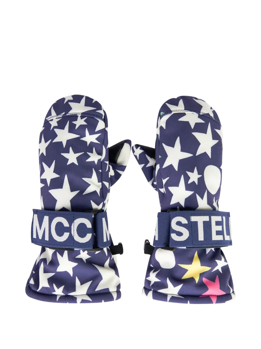 Stella McCartney Kids star-print wristband mittens - Blauw