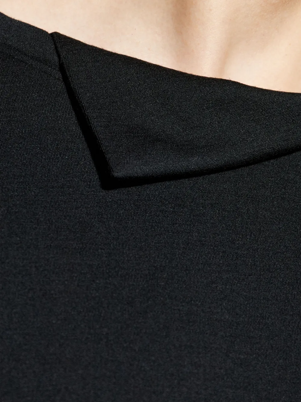 Yohji Yamamoto T-shirt met omgeslagen hals en lange mouwen Zwart