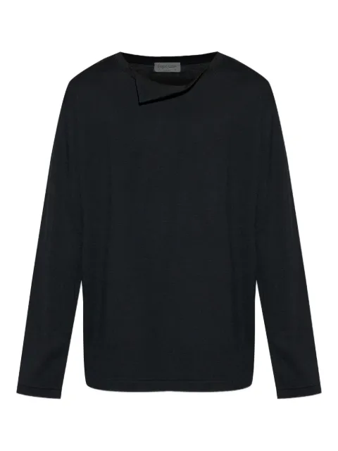 Yohji Yamamoto folded-neck long-sleeve T-shirt