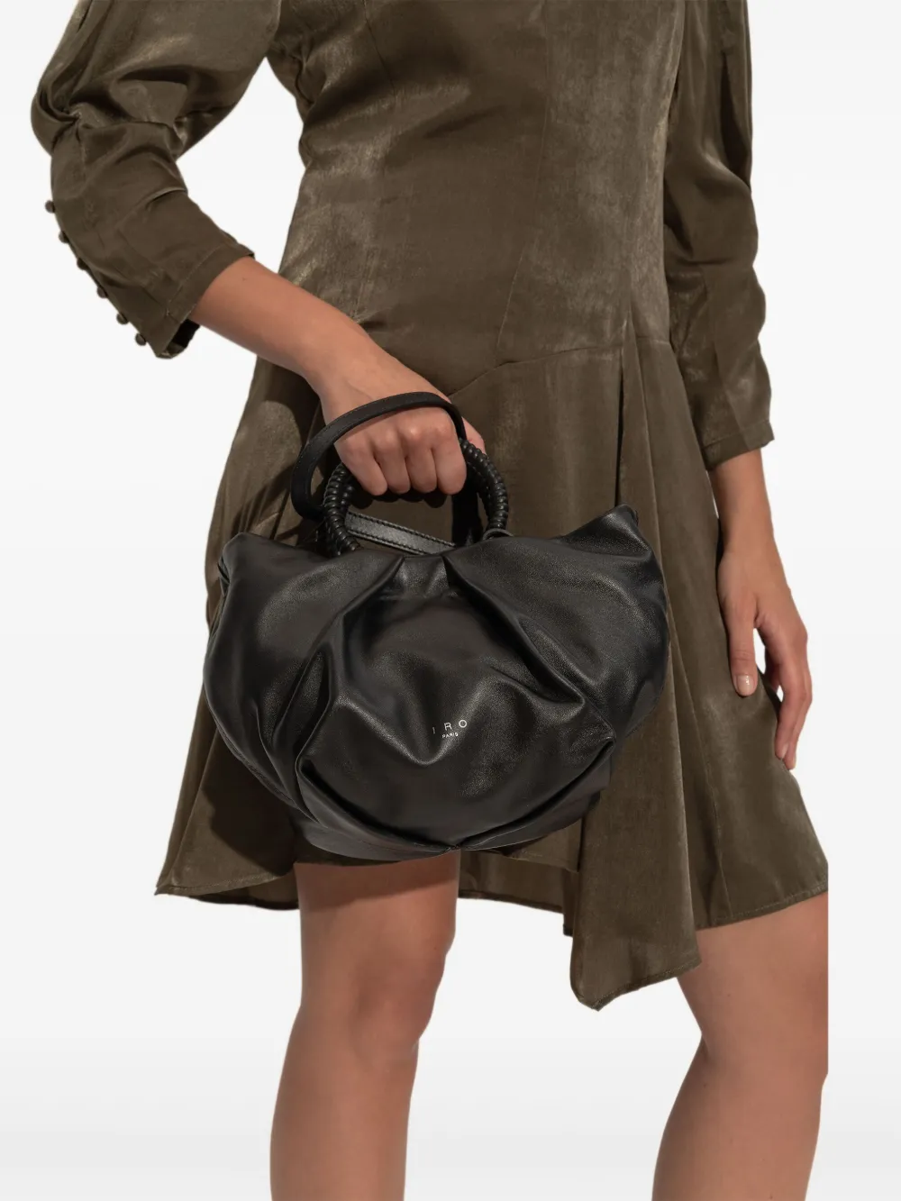 IRO Sun geplooide leren shopper Zwart