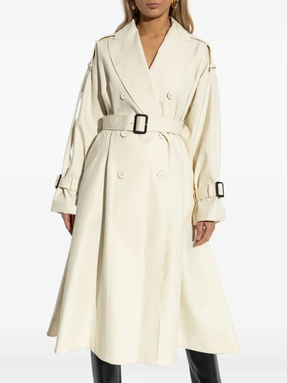 Givenchy Jas met ceintuur en dubbele rij knopen Wit