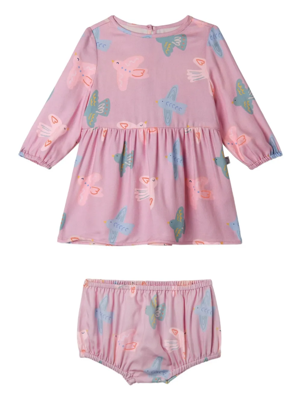 Stella McCartney Kids bird-print smocked dress - Rosa