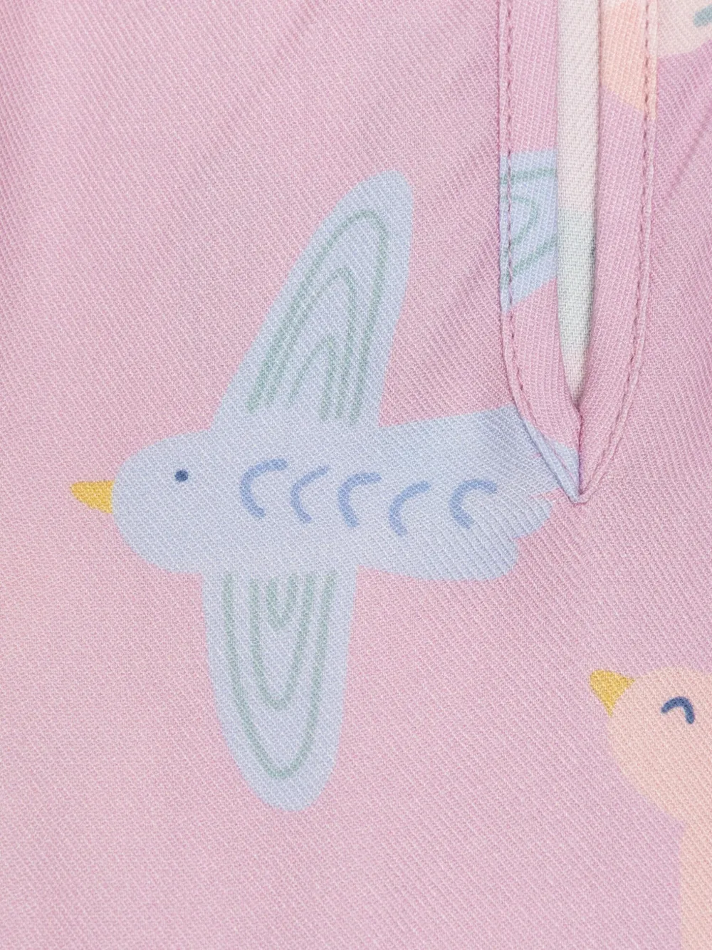 Stella McCartney Kids Gesmockte jurk met print Roze