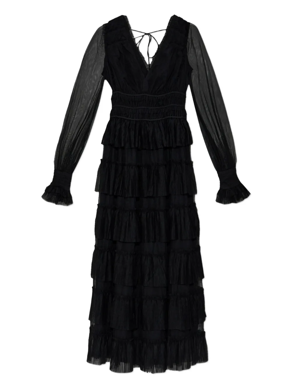 AllSaints ラッフル ティアードドレス - ブラック AllSaints ラッフル ティアードドレス - ブラック