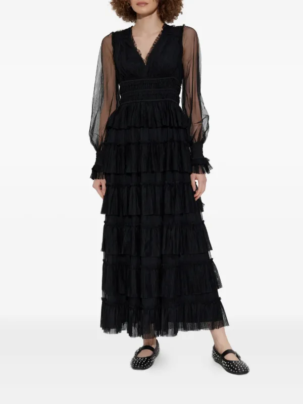 all saints black ruffle dress All Saints Black Ruffle Dress  OWNI
