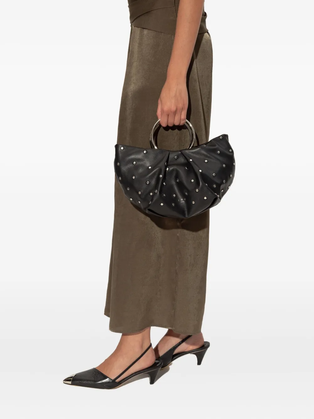 IRO Sun shopper met ringhandgreep en studs - Zwart