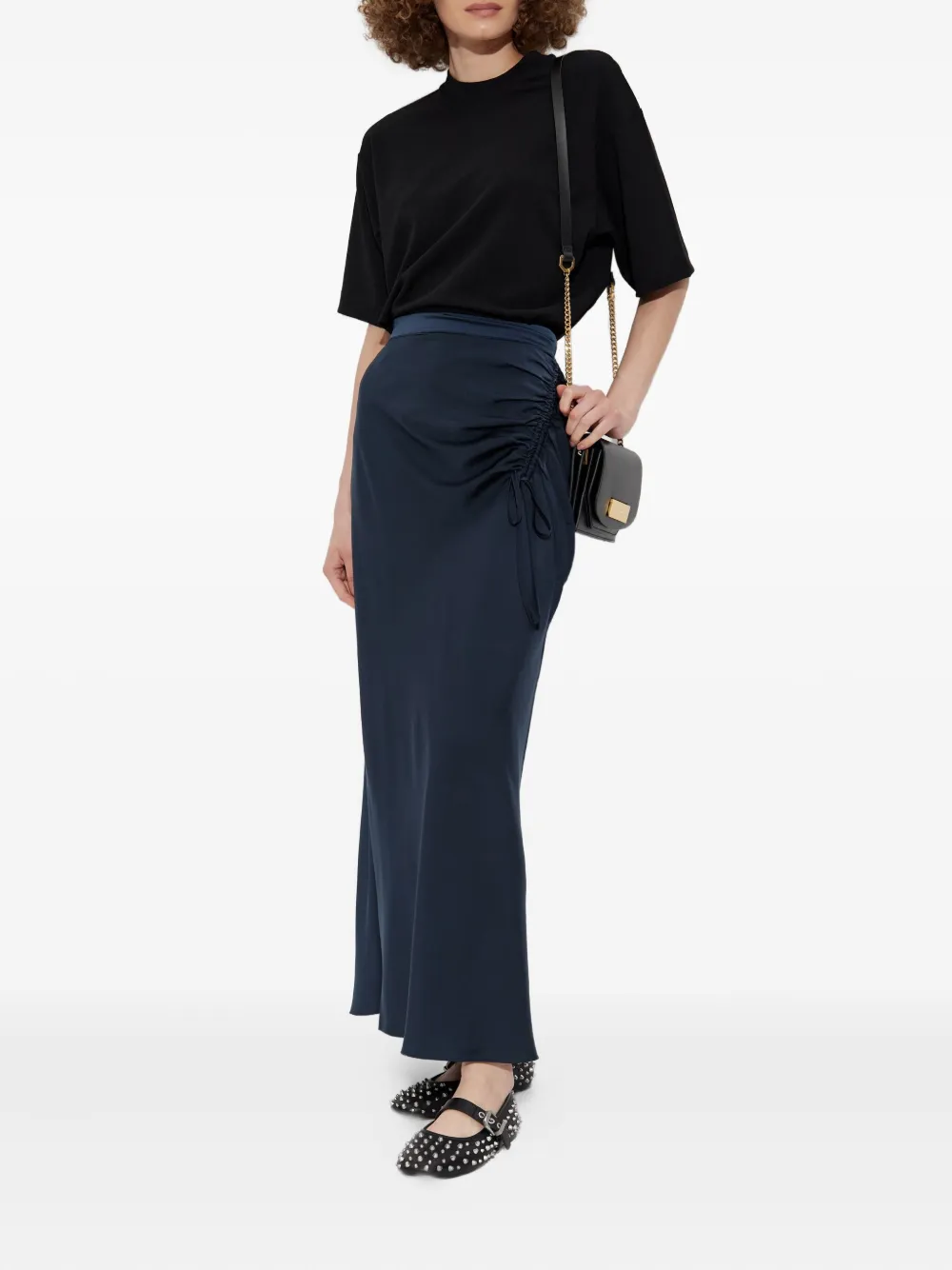 AllSaints Rok met trekkoord en uitgesneden details - Blauw