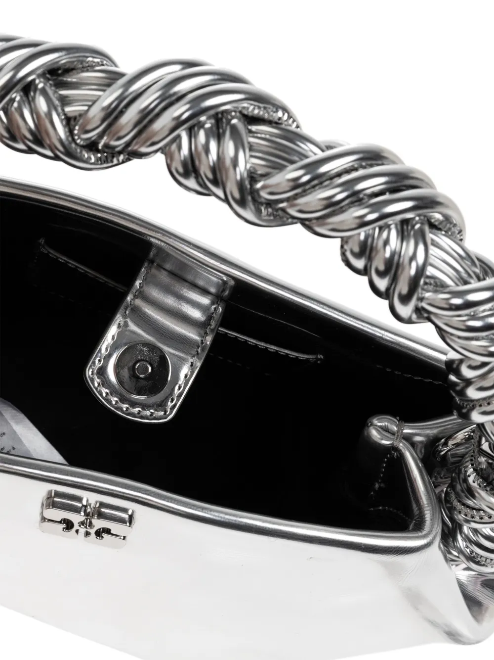 Ganni Twisted-handle Tote Bag In Silver