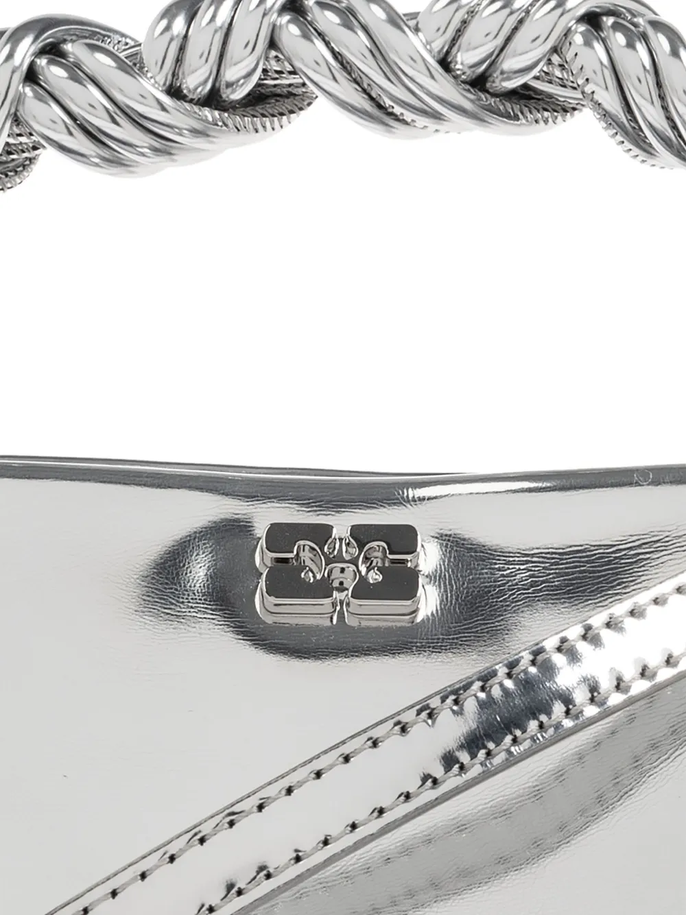 Ganni Twisted-handle Tote Bag In Silver