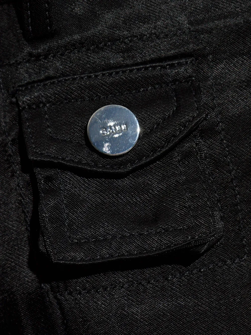 Ganni Satin Cargo Trousers In Black