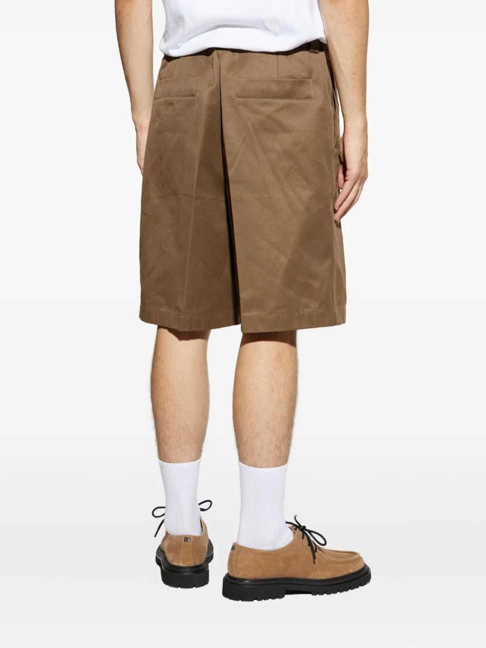 Jil Sander Geplooide katoenen shorts Bruin
