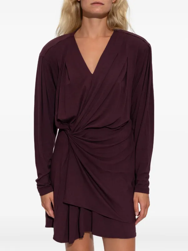 iro dress red Iro Appoline Long-Sleeve Damask Shift Dress, Red/Dark Navy