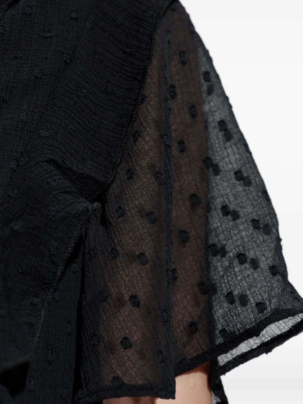 Allsaints Dot-detail Frilled Dress In Black