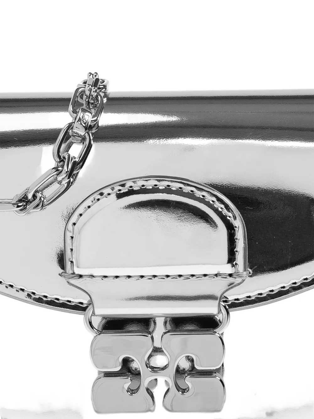 Ganni Metallic-effect Clasp Chain Mini Bag In Gray