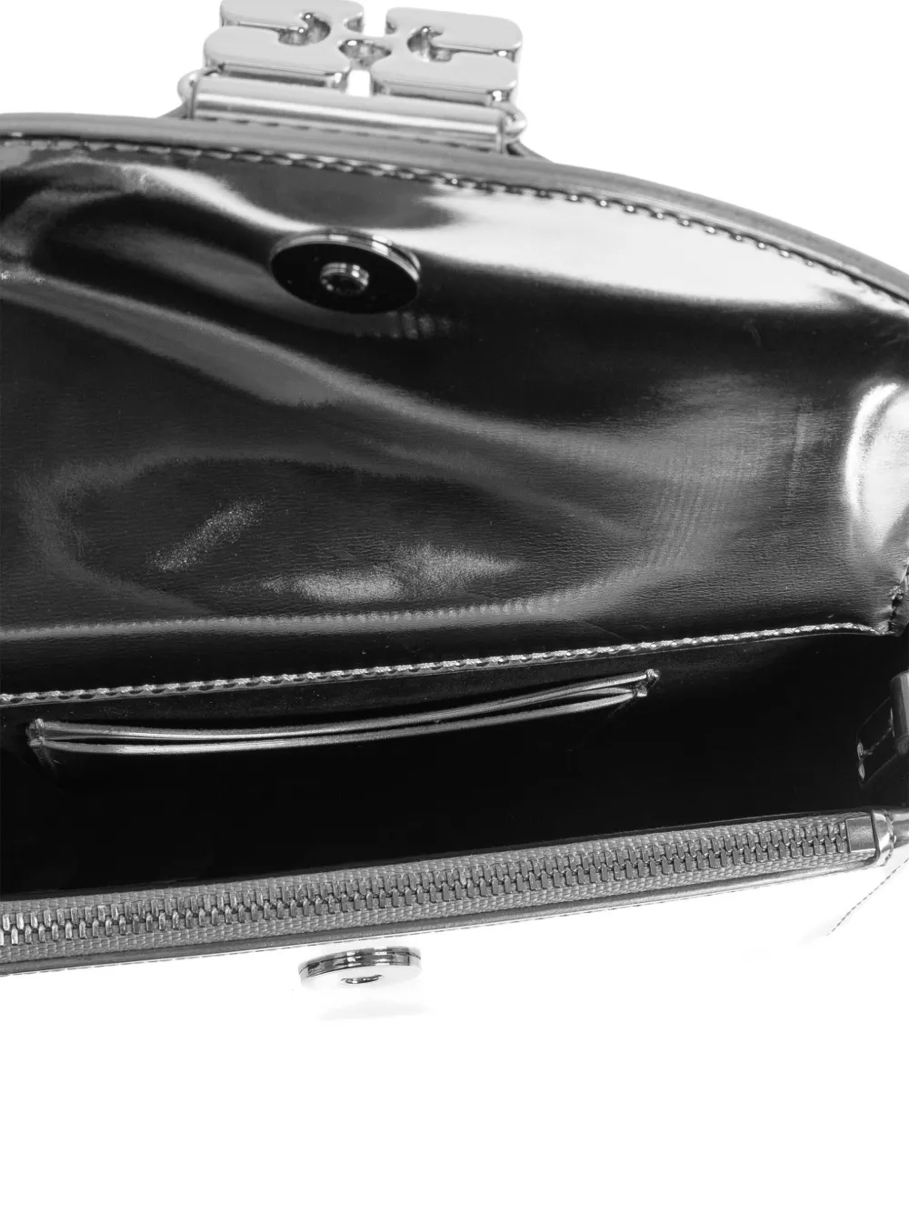 Ganni Metallic-effect Clasp Chain Mini Bag In Gray