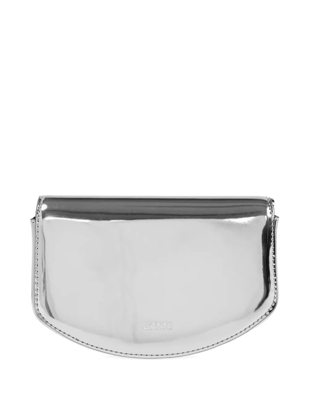 Ganni Metallic-effect Clasp Chain Mini Bag In Gray