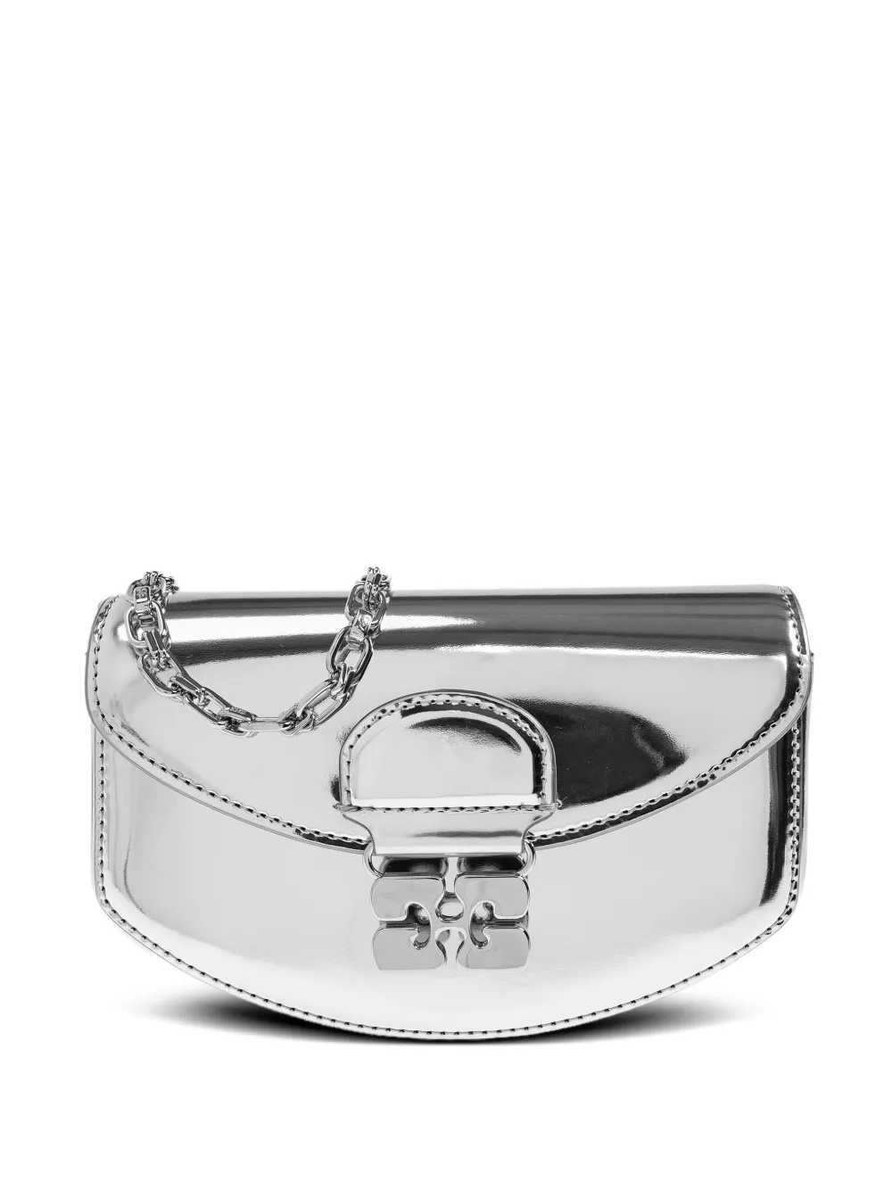 GANNI metallic-effect clasp chain mini bag - Grigio