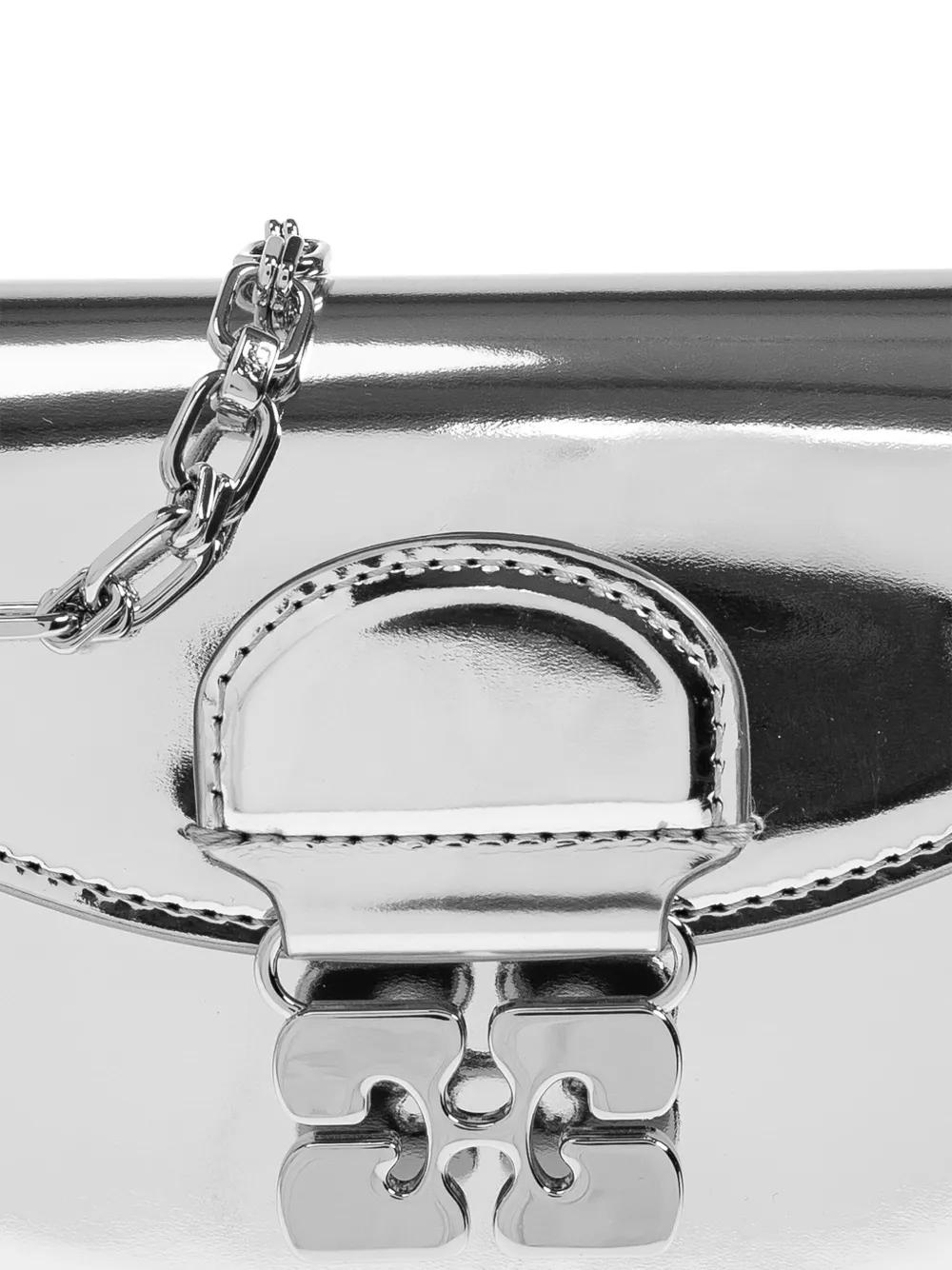 GANNI Kleine tas met kettinghengsel en metallic-effect Grijs