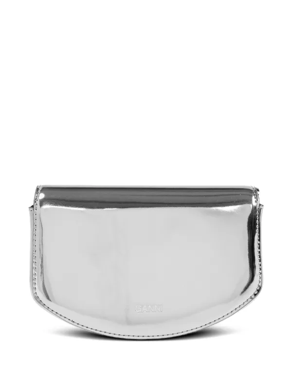 GANNI metallic-effect Clasp Chain Mini Bag | Grey | FARFETCH