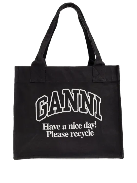 GANNI logo-embroidered tote bag