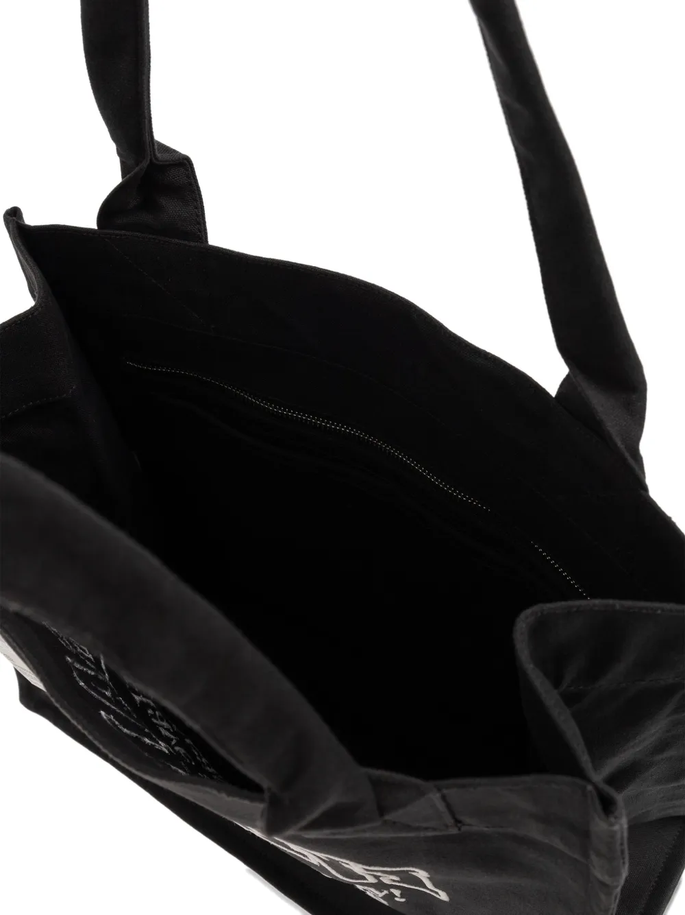 Ganni Black Shopper With Embroidered Logo On The Front In Black