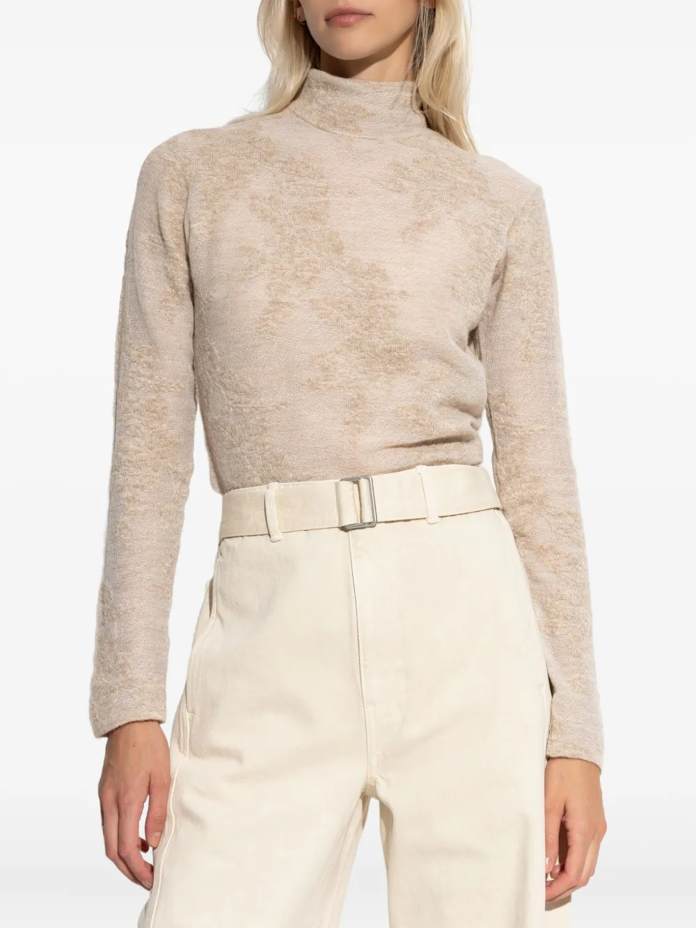 Ganni High-neck Button Sweater In Neutral