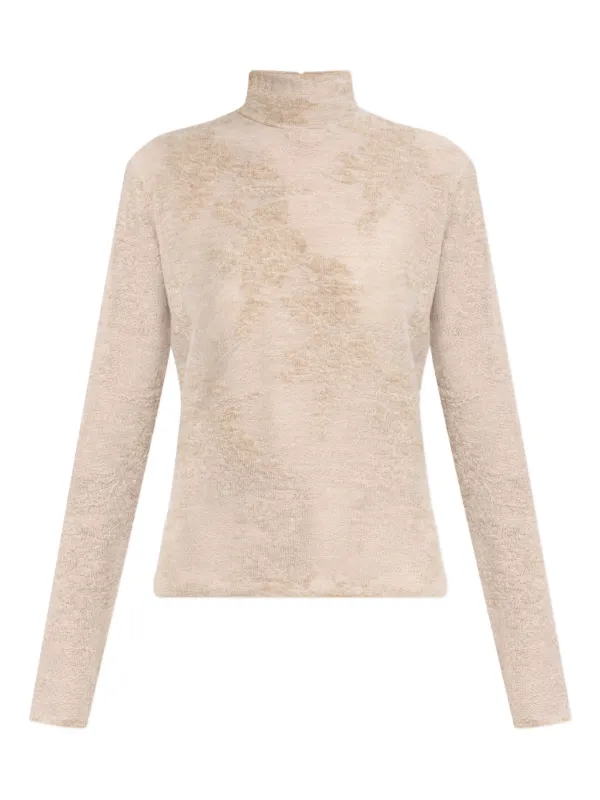 Ganni High-neck Button Sweater in Neutrals