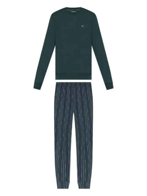 Emporio Armani logo-embroidered stripe-pattern pyjamas