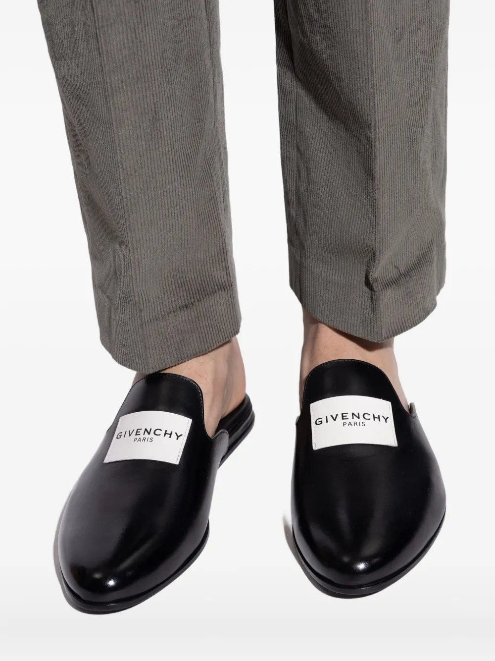 Givenchy logo-patch leather mules Black