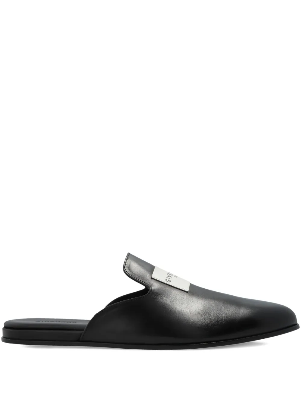 Givenchy logo-patch leather mules Black