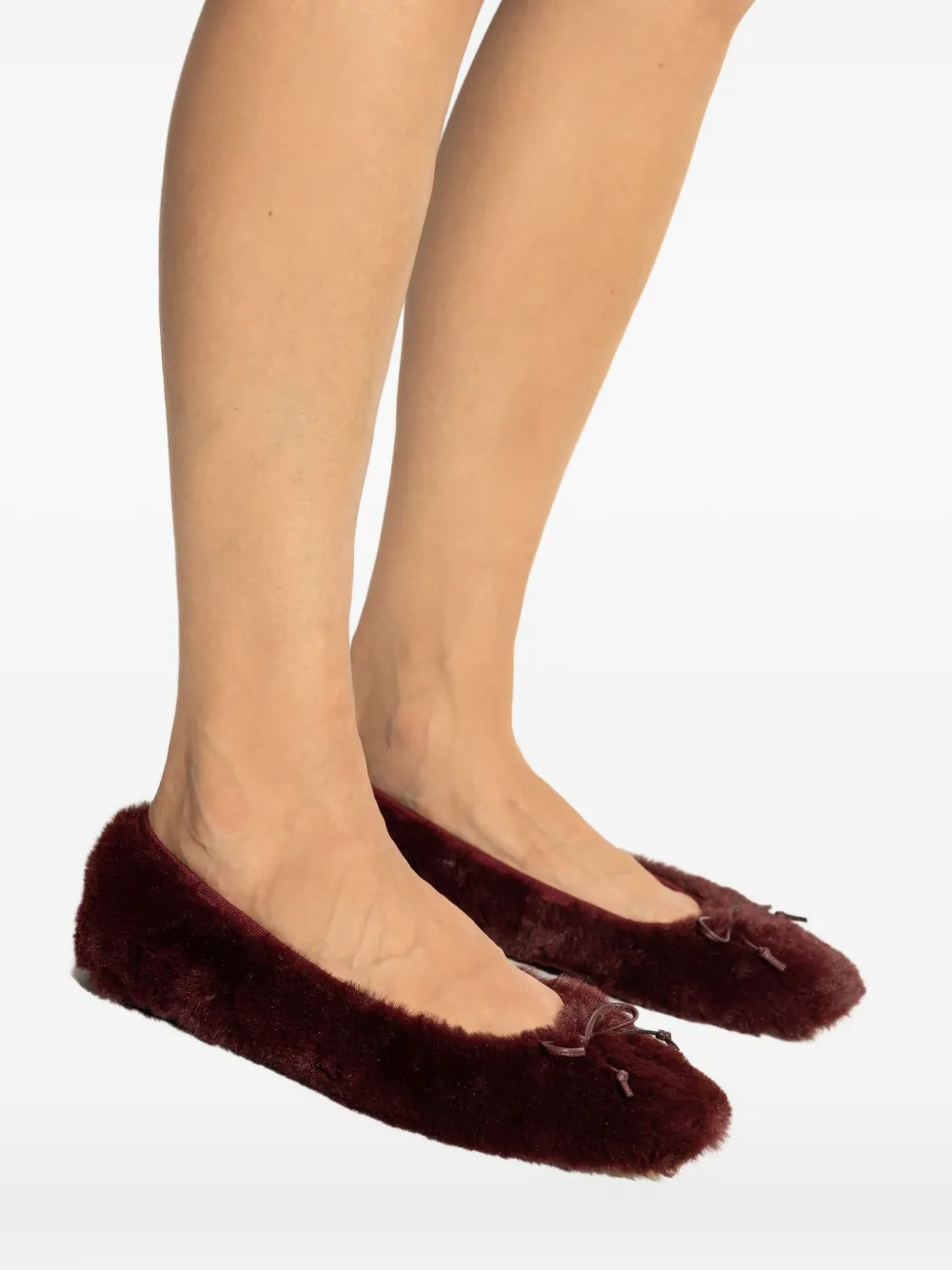 Odissi Lou Bow-embellishment Ballet Flats In Burgundy